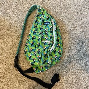 Crossbody Rope Sling Kavu Bag Colorful Green Toucan Bird Pattern